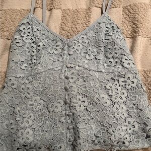 Floral Lace Button-Up Tank Top